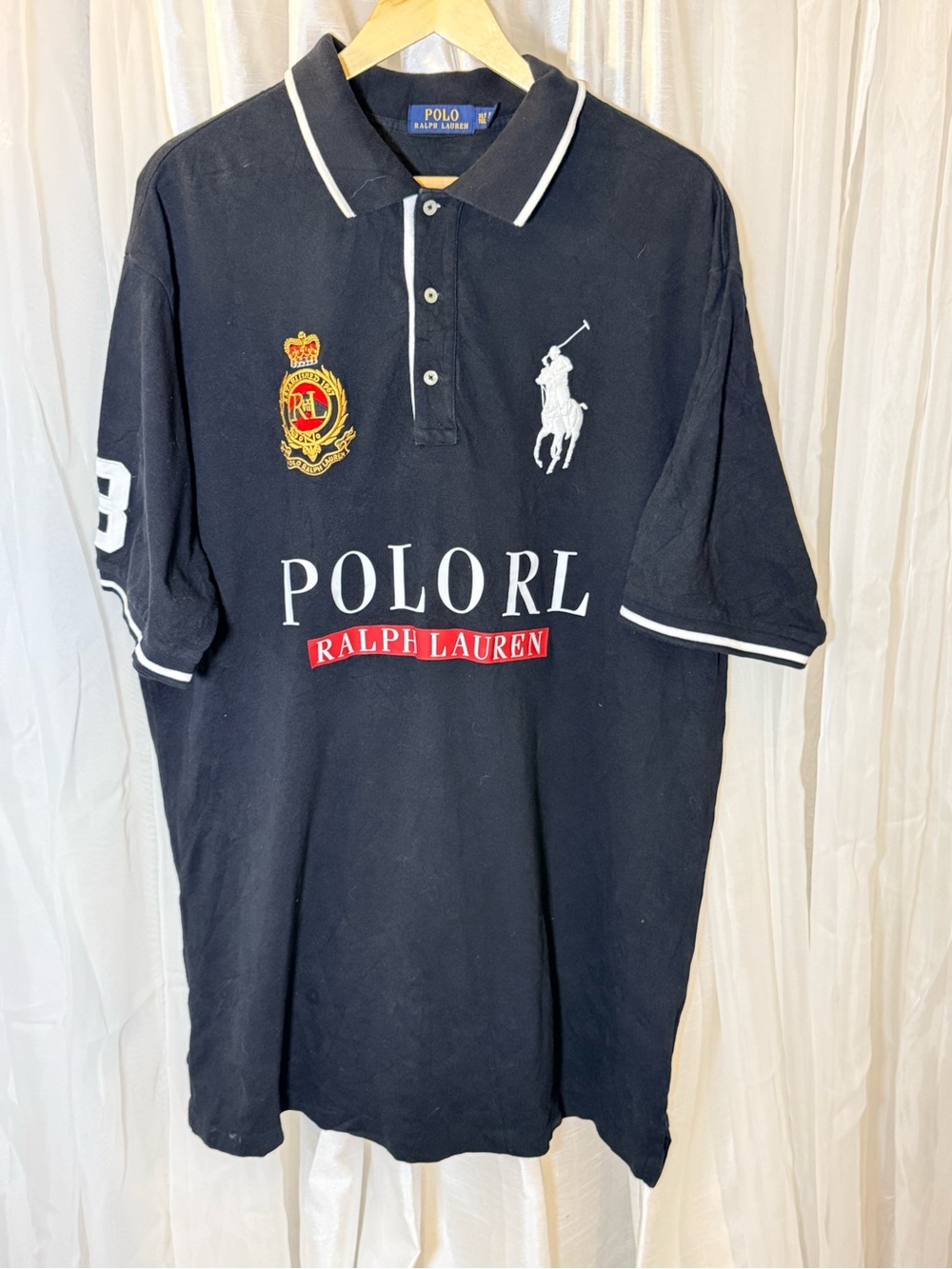 Polo by Ralph Lauren Black Polo with White Trim and Red Logo Patch